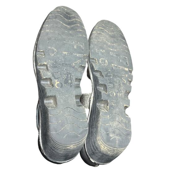Fly London Piat Sandal sz 37 US 6.5 platform Wedge heel silver metallic leather - Picture 9 of 13